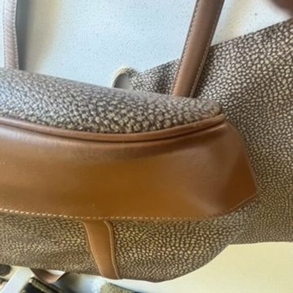 Borbonese Bucket Bag Leather/ Canvas Drawstring w/Pouch Vintage 1980 Italy - Picture 10 of 10